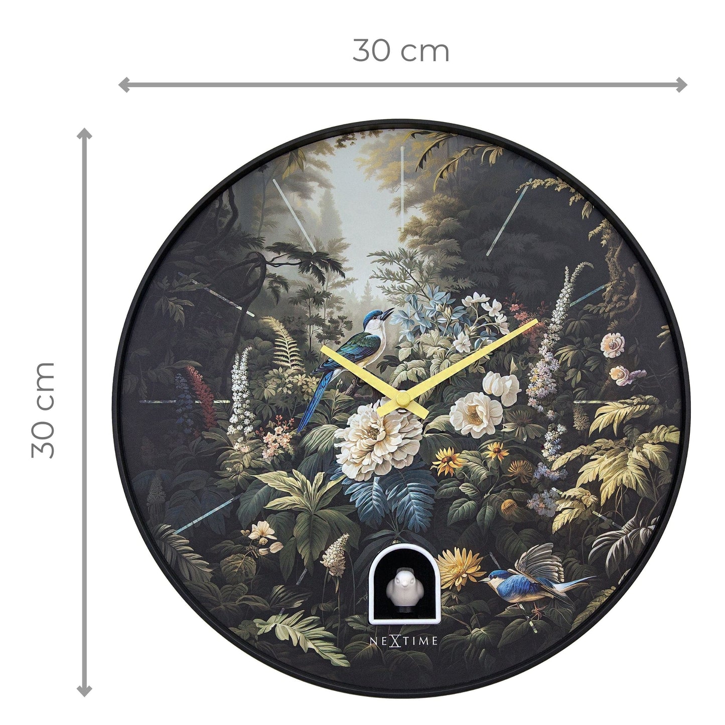 Wall clock 30cmØ - Plastic - Black - Cuckoo - NeXtime 'Vanity Cuckoo'
