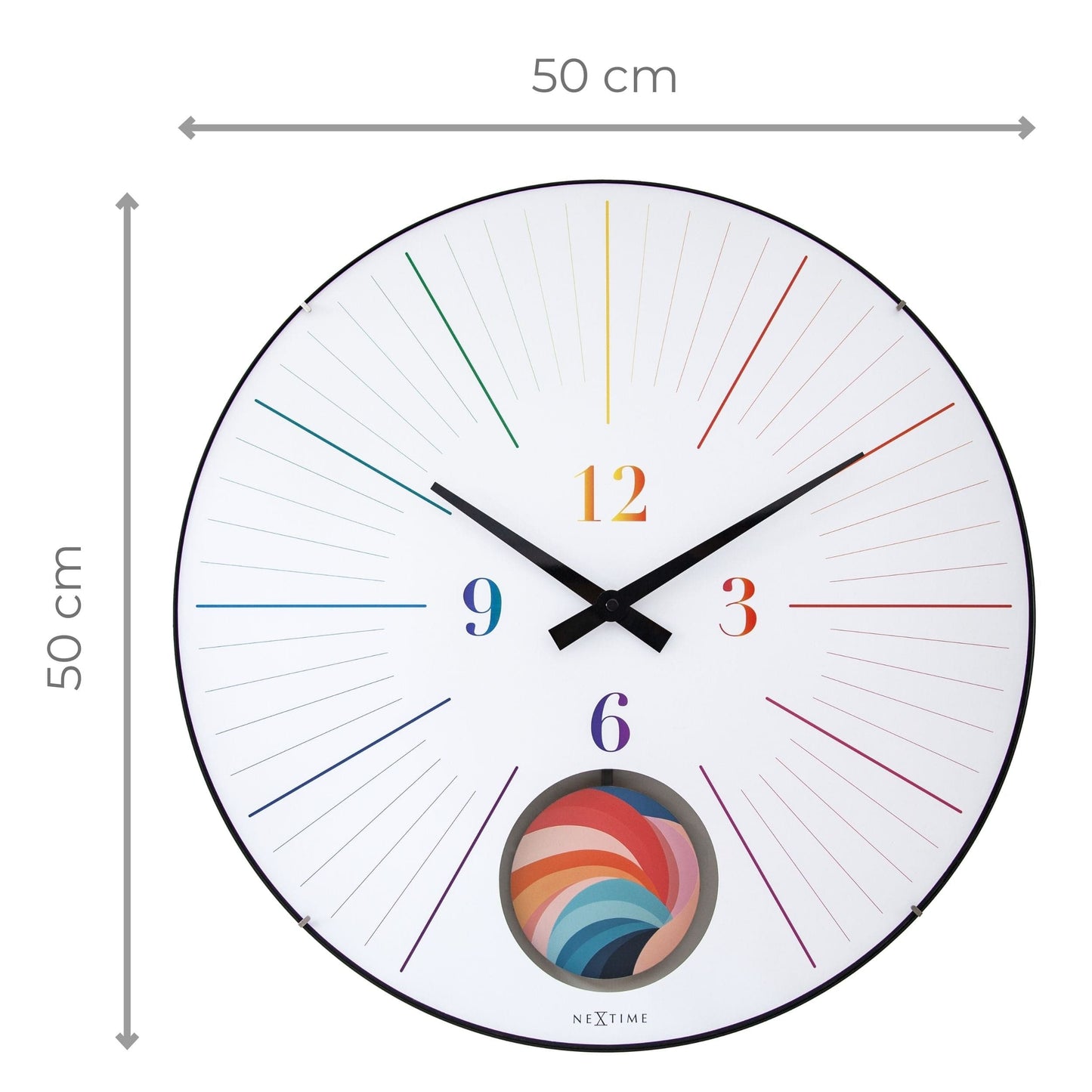Large Wall Clock 50cm Domed Glass Lens-Silent-Pendulum-NeXtime 'Duomo 50 Pendulum'
