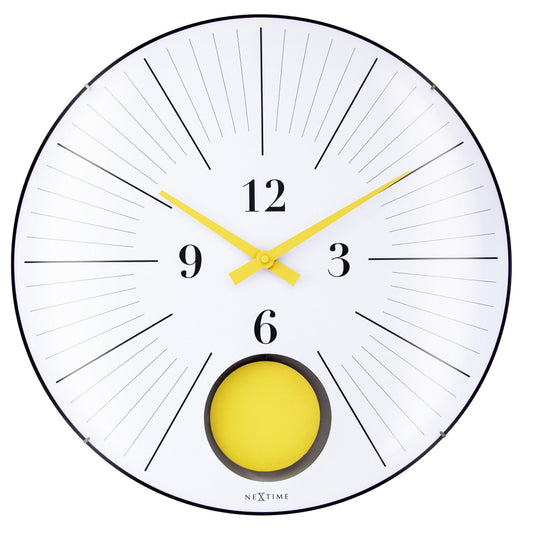 1x Large Wandklok 50cm Domed Glass Lens-Silent-Pendulum-NeXtime 'Duomo 50 Pendulum'