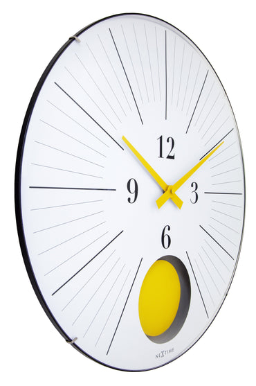 1x Large Wandklok 50cm Domed Glass Lens-Silent-Pendulum-NeXtime 'Duomo 50 Pendulum'