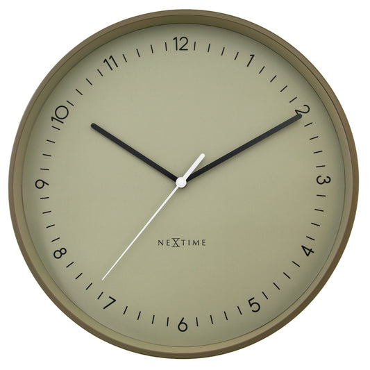 NeXtime Berlin L wall clock, 40cm diameter, silent metal design with black hands and minimalistic style.