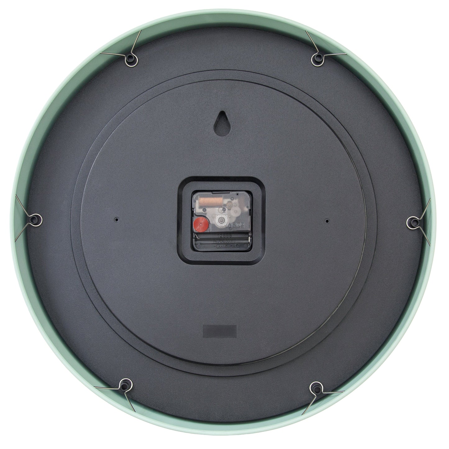 NeXtime Berlin L wall clock, 40cm metal design with silent movement, shown from the back side.
