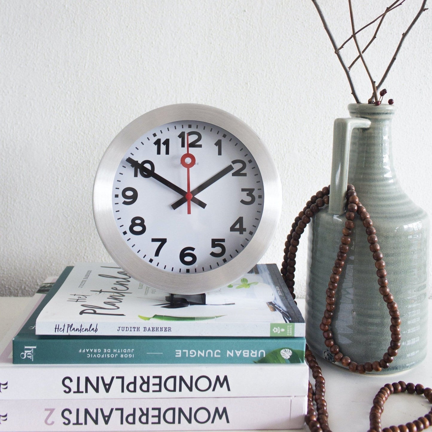 Wall clock/ Table clock - Aluminum - 'Station Numbers'