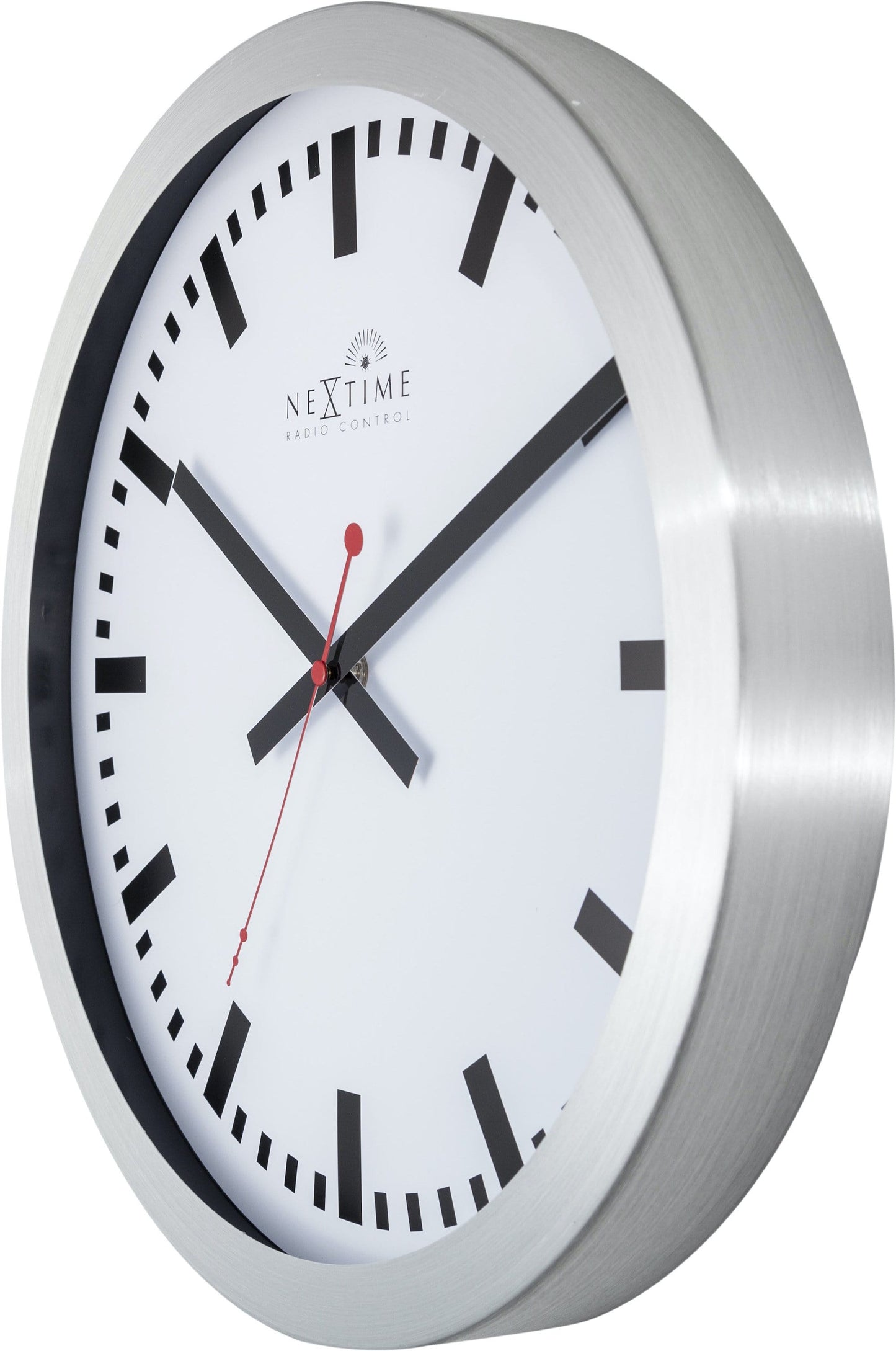 Wall clock -  35 cm - Aluminum - 'Station Radio Controlled (DCF) Stripe'