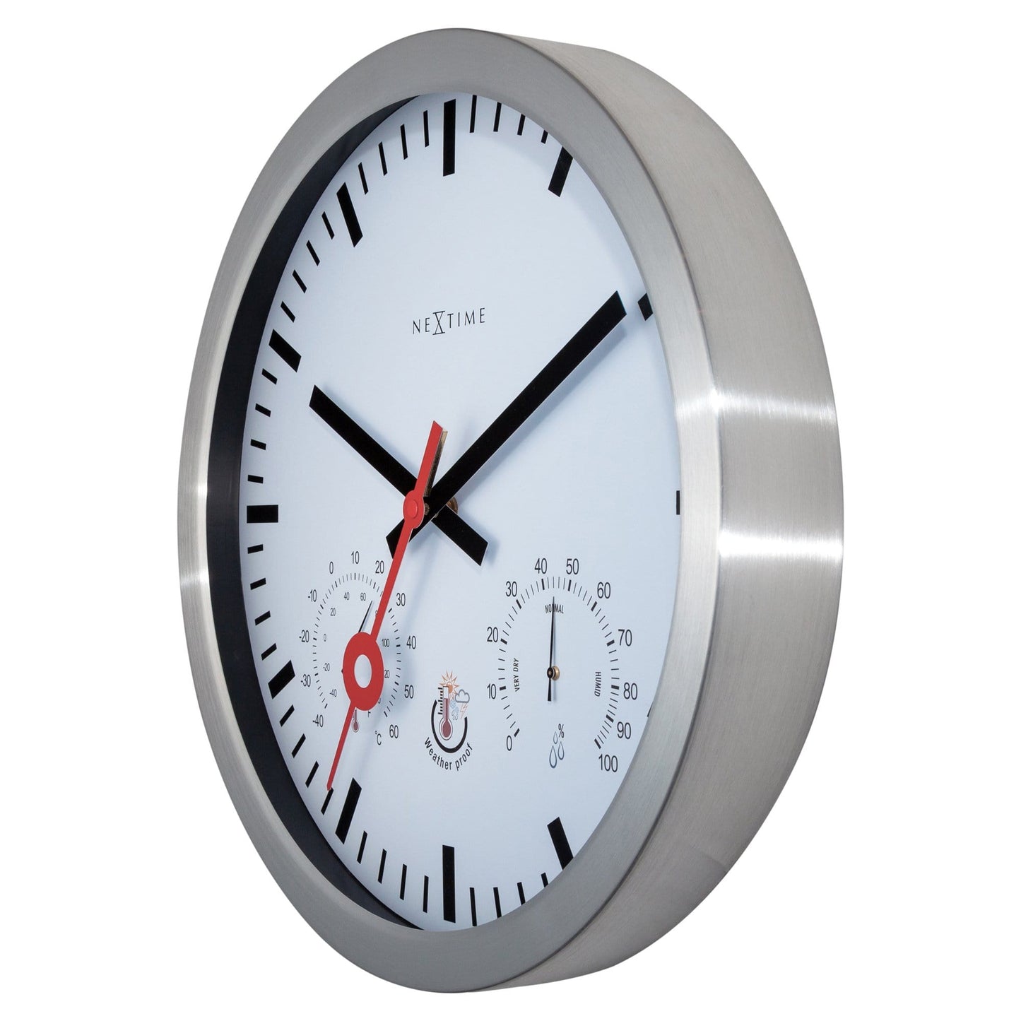 NeXtime Clocks garden wall clock, 35cm weatherproof aluminium clock with silent movement, featuring Clematis design.
