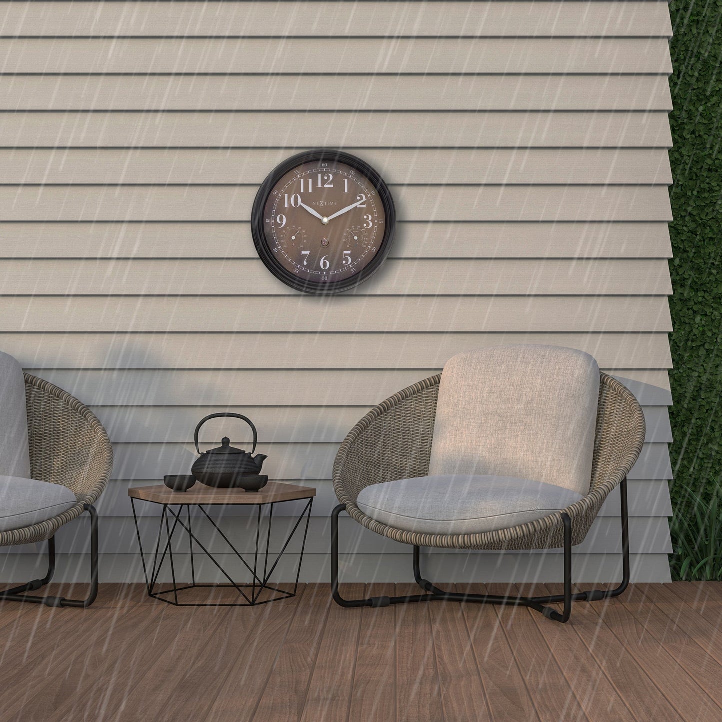 Weatherstation - Wall clock - 23.5 cm -weatherproof - Jasmine