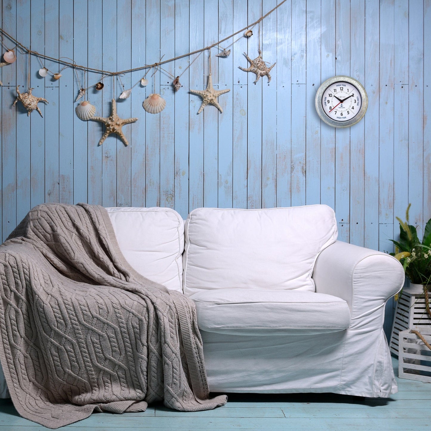 Wall Clock - with Tide Status - 22cm - Galvanized silver/ Tide