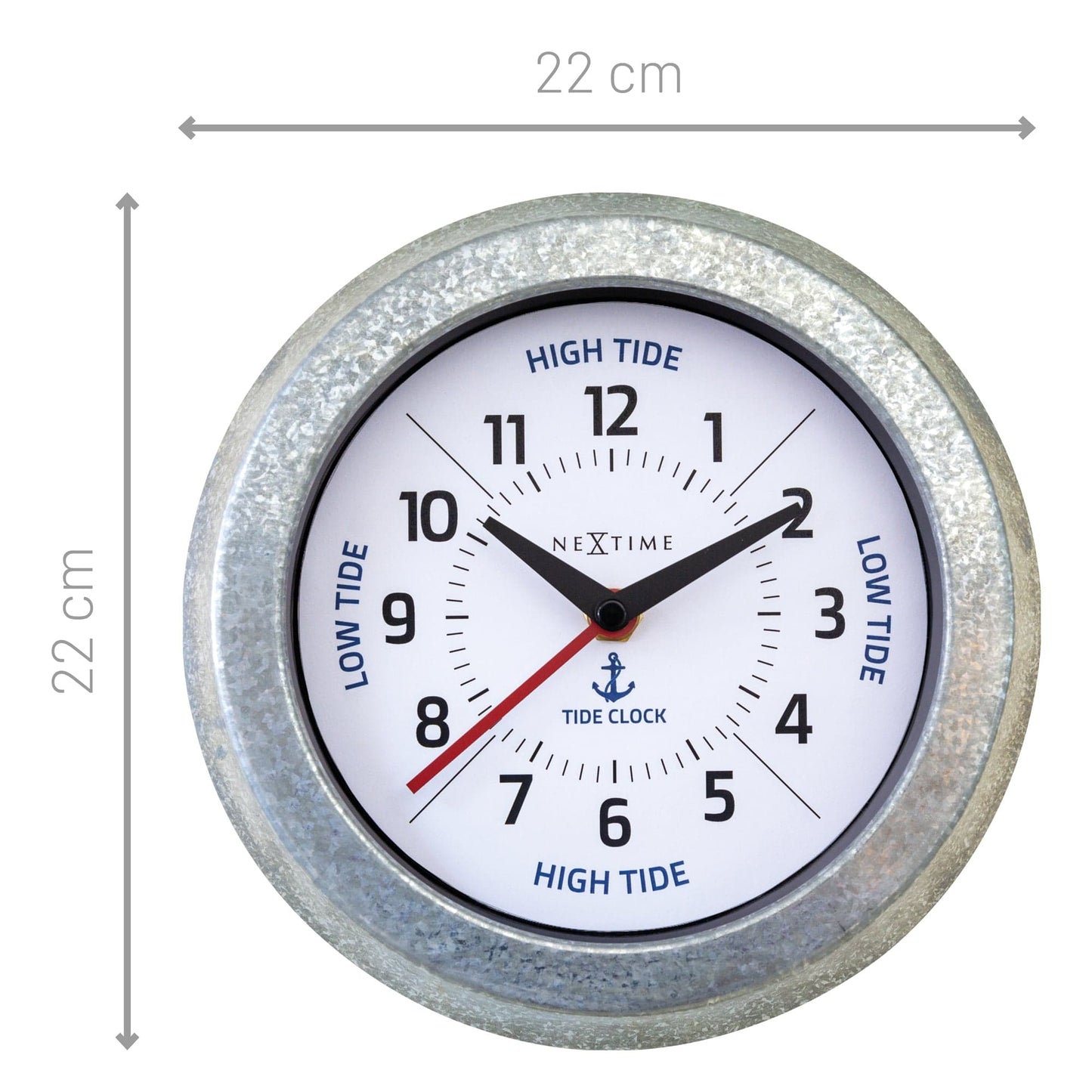 Wall Clock - with Tide Status - 22cm - Galvanized silver/ Tide