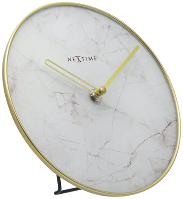 Table / Wall clock -  20 cm - Glass / Metal - 'Marble'
