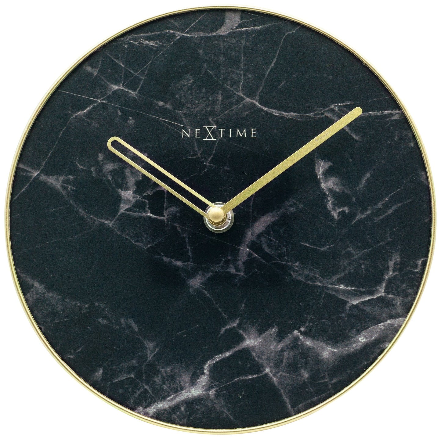 Table / Wall clock -  20 cm - Glass / Metal - 'Marble'