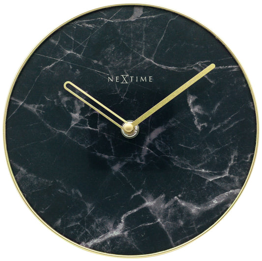 Table / Wall clock -  20 cm - Glass / Metal - 'Marble'