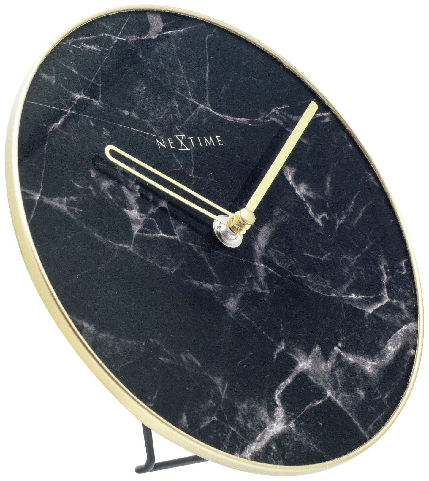 Table / Wall clock -  20 cm - Glass / Metal - 'Marble'