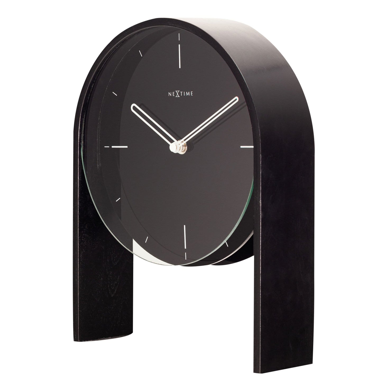 Wooden Noa Table Clock by NeXtime Clocks, 27x21x6.5 cm, showing the right side of the rectangular clock on a wooden surface.