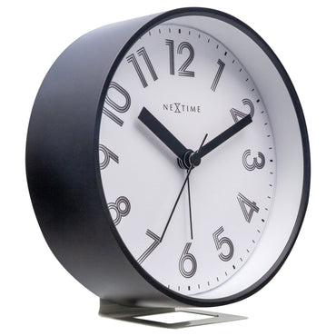 NeXtime Clocks Reflect table alarm clock with light function, silent operation, plastic body, 12.5x13x5.5cm, left side view