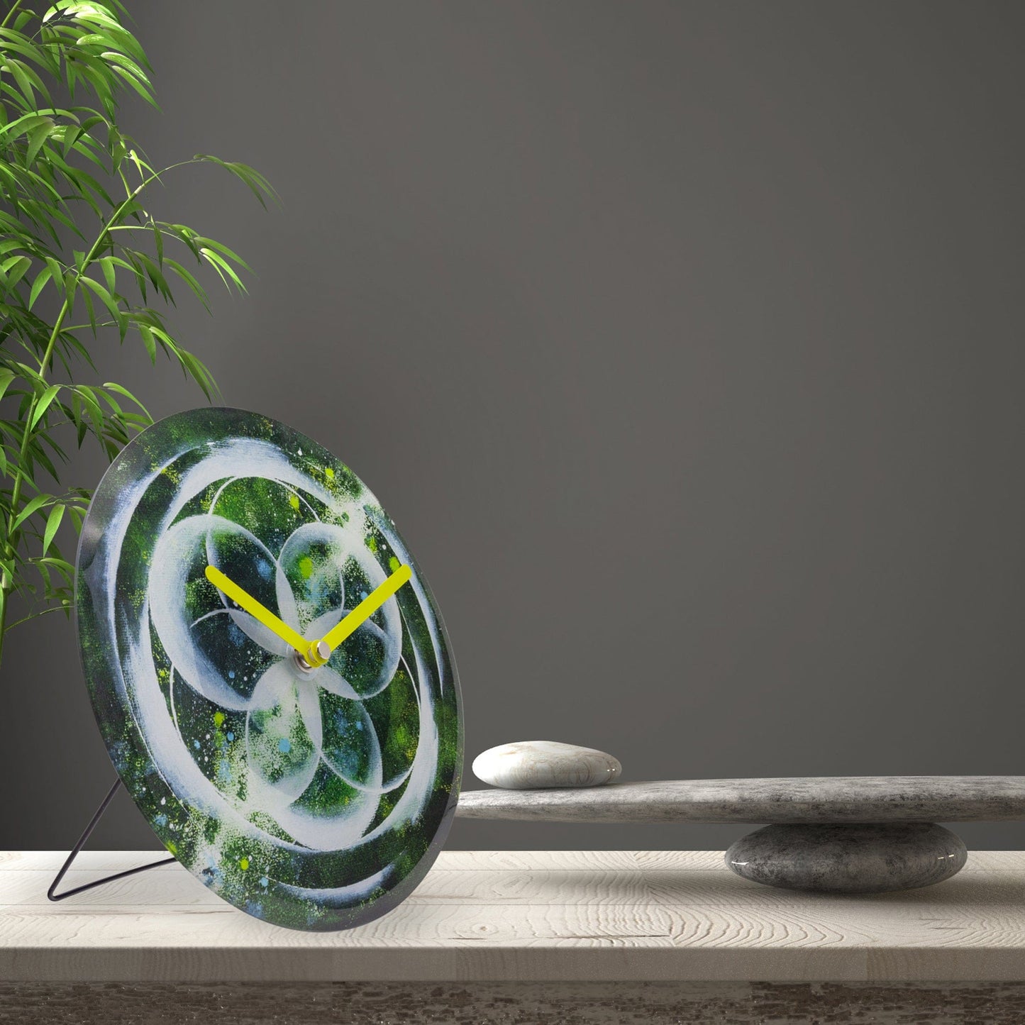 Table/Wall clock 20cm - Silent - Green -  Tempered Glass - "Cosmo Table"