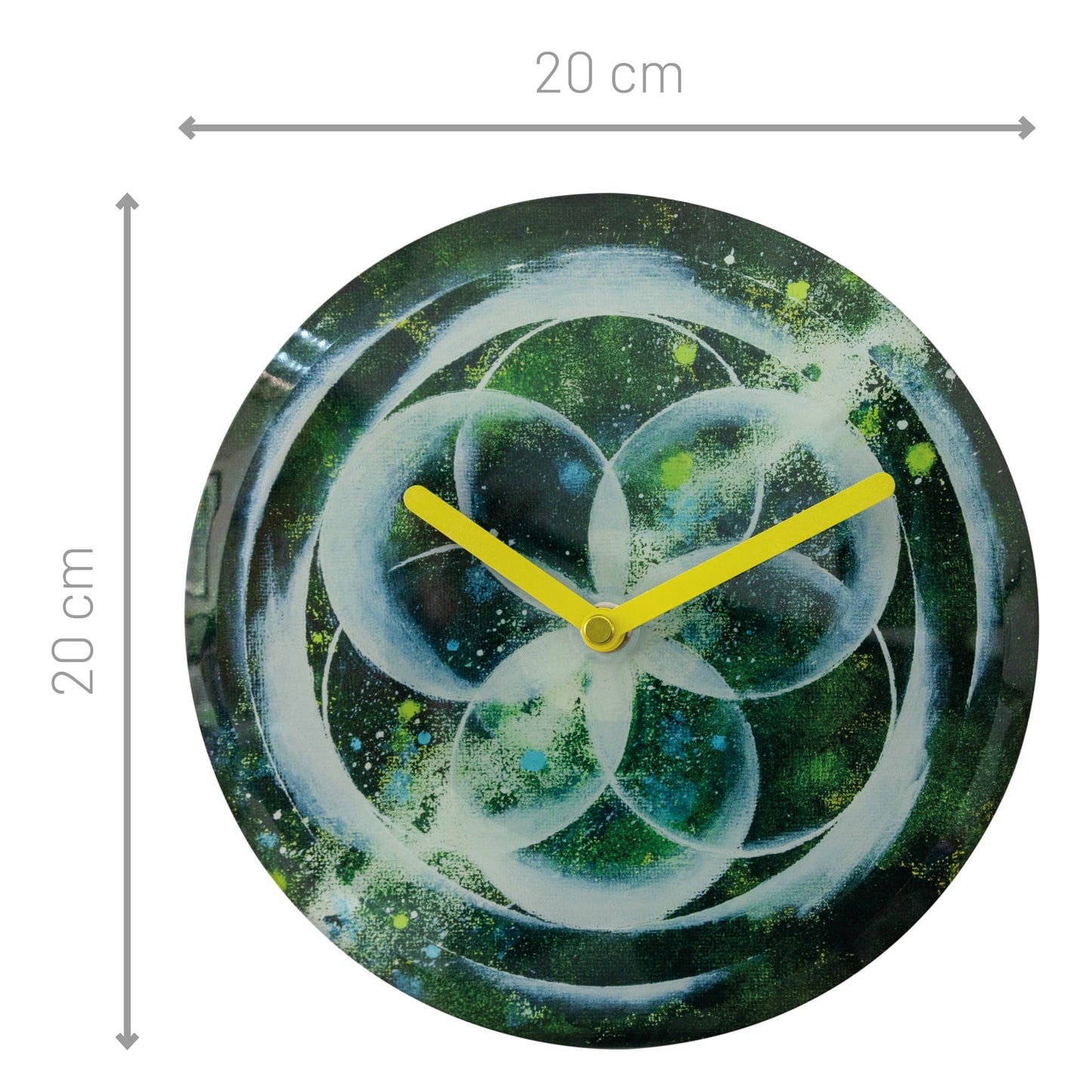 Table/Wall clock 20cm - Silent - Green -  Tempered Glass - "Cosmo Table"