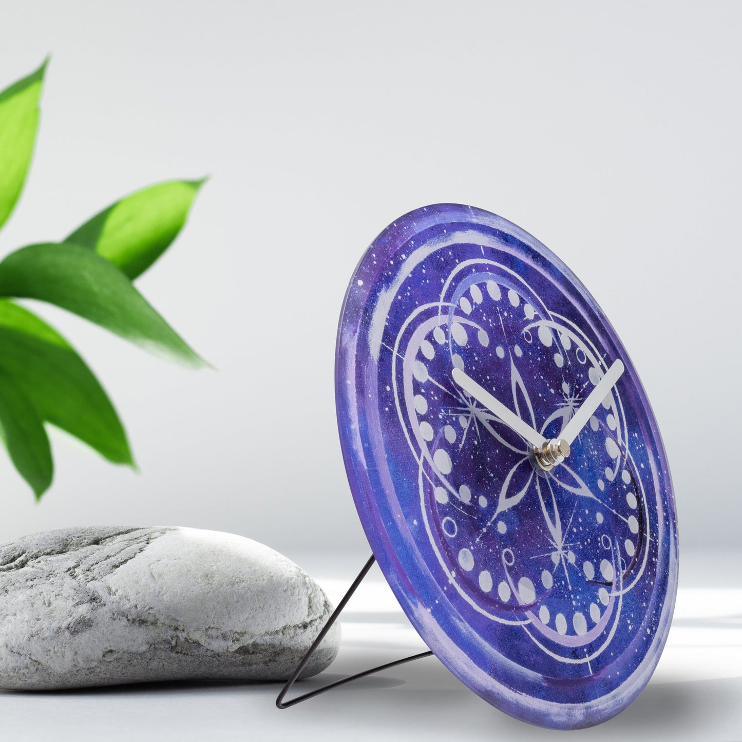 Table/Wall clock 20cm - Silent - Indigo -  Tempered Glass - "Cosmo Table"