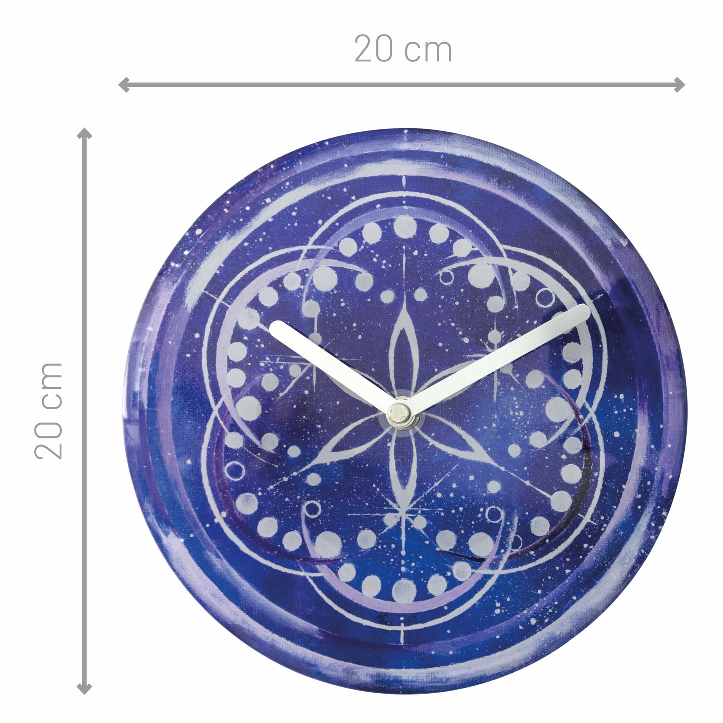 Table/Wall clock 20cm - Silent - Indigo -  Tempered Glass - "Cosmo Table"