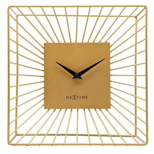 Table/Wall Clock 25x25x12cm-Silent-Gold-Metal-NeXtime 'Vasco Table'