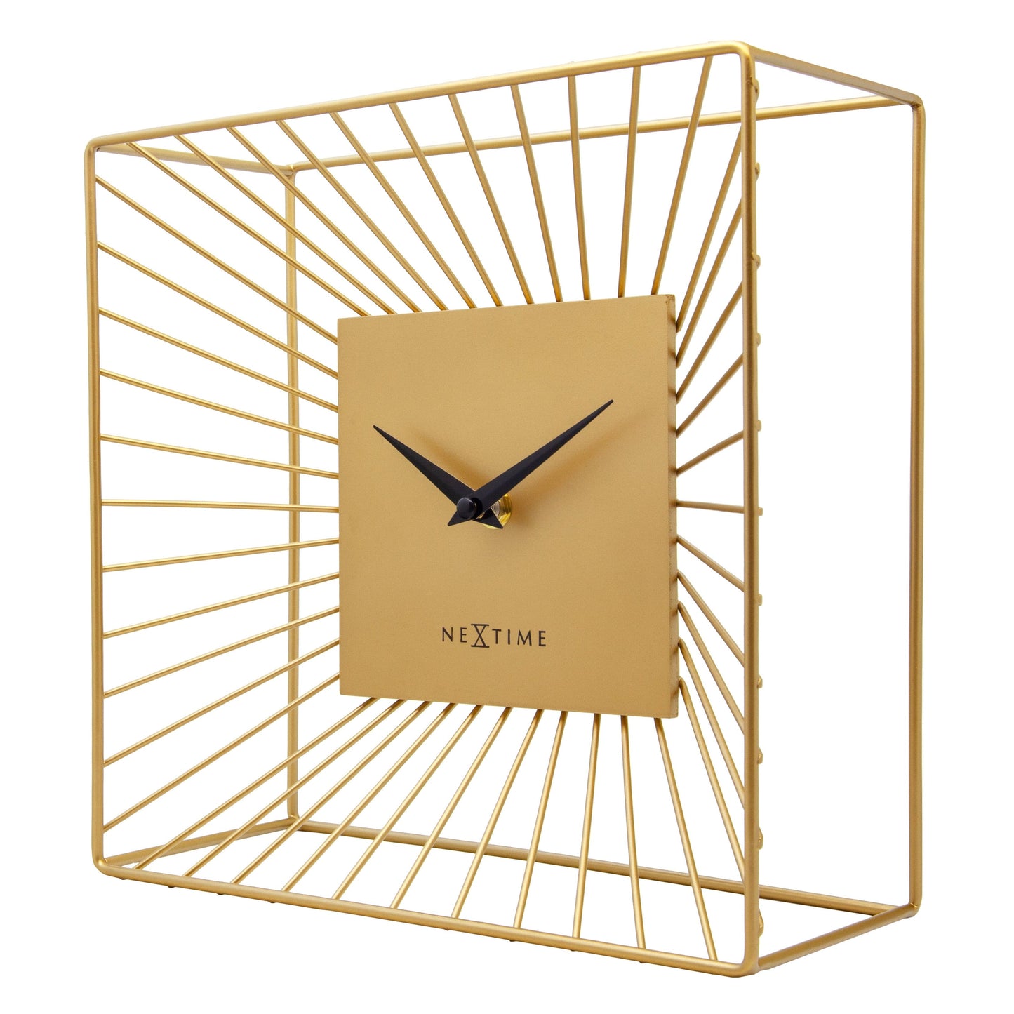 Table/Wall Clock 25x25x12cm-Silent-Gold-Metal-NeXtime 'Vasco Table'