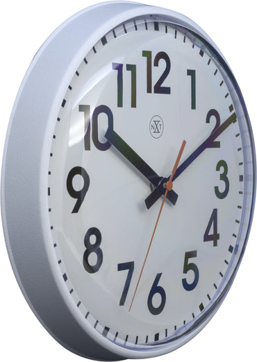 NeXtime Clocks wall clock, 26cm plastic design with 'Peter' label, shown from the left side.