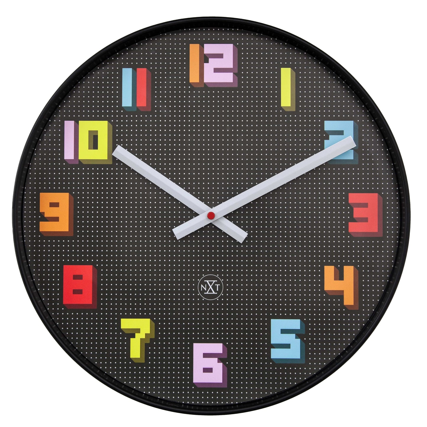 Wall Clock 35cm-Silent-Black/Multicolour-ABS- nXt 'Game'