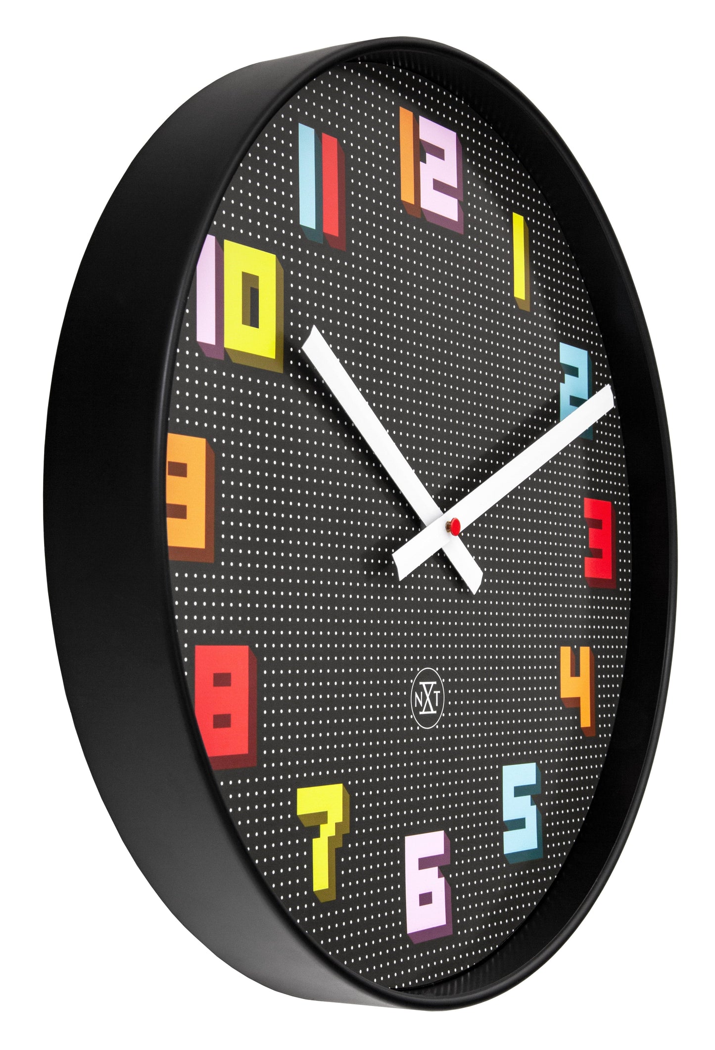 Wall Clock 35cm-Silent-Black/Multicolour-ABS- nXt 'Game'