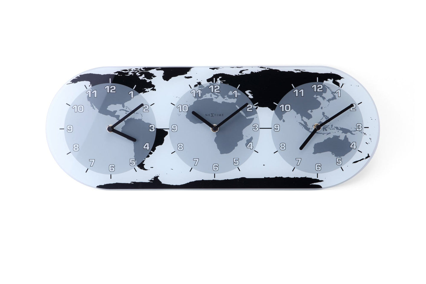 Wall clock - 50 x 18.6 x 3.6 cm - Glass - World time clock- 'Mondial'