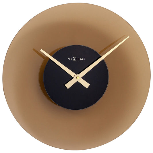 NeXtime Clocks wall clock with a 40cm glass face, silent operation, and modern "Float" design.