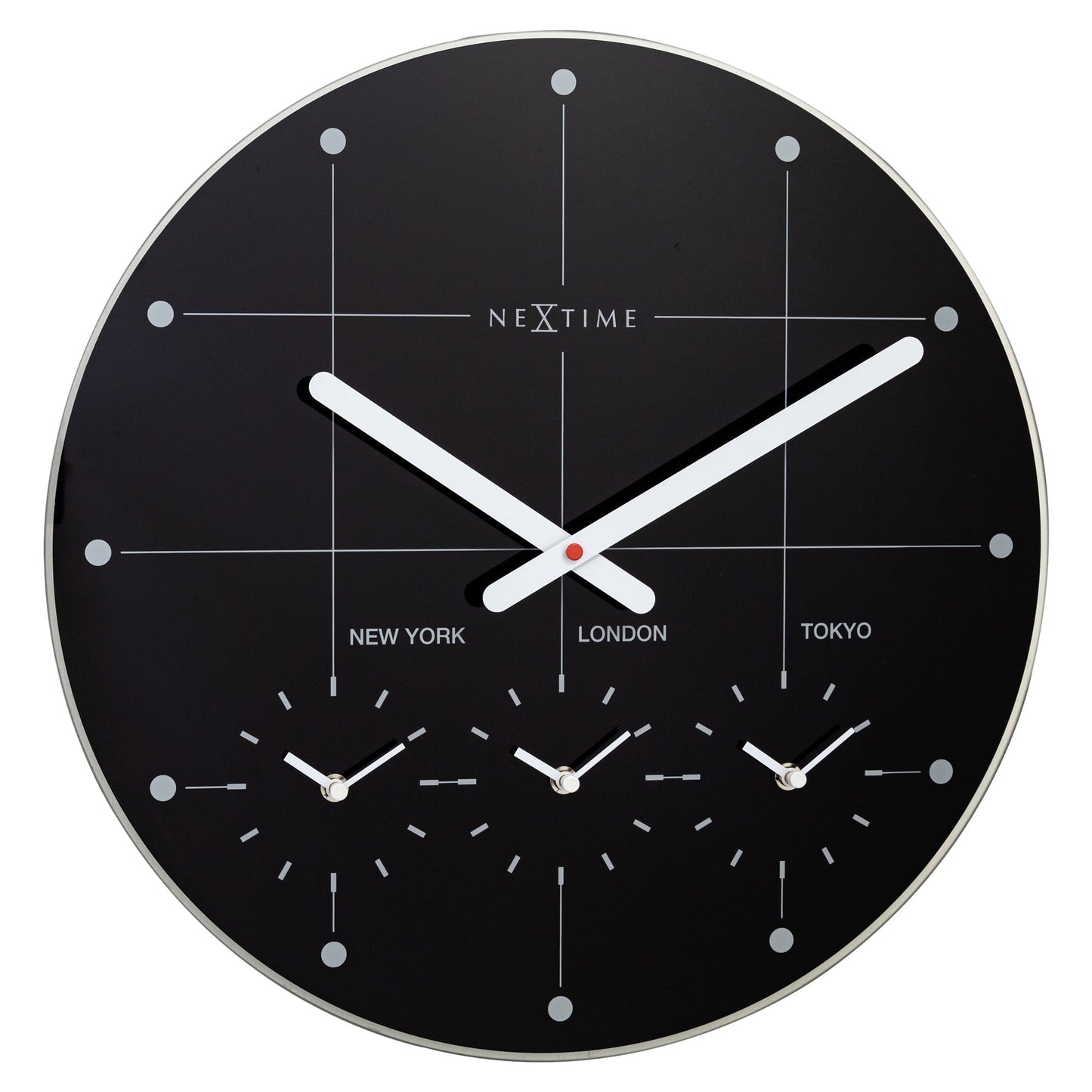 Wall Clock 43cm - Silent - Glass - "Big City"