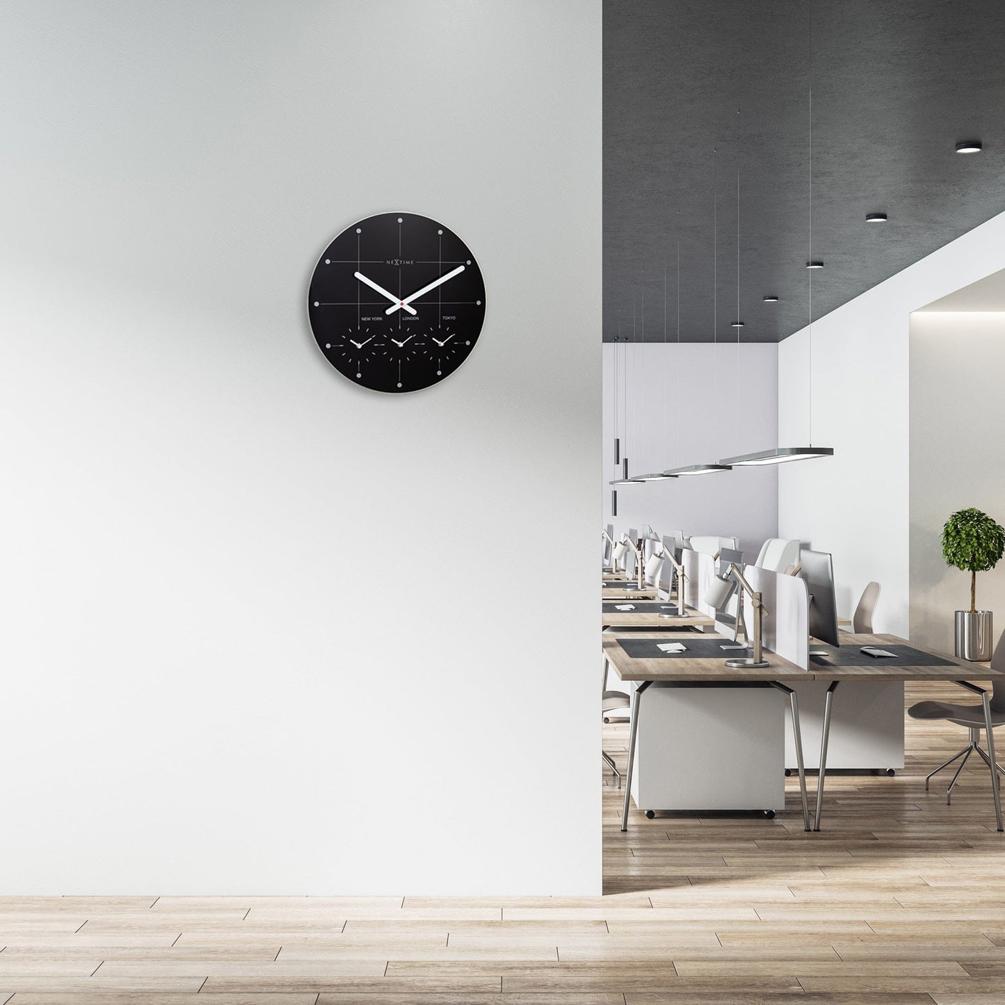 Wall Clock 43cm - Silent - Glass - "Big City"