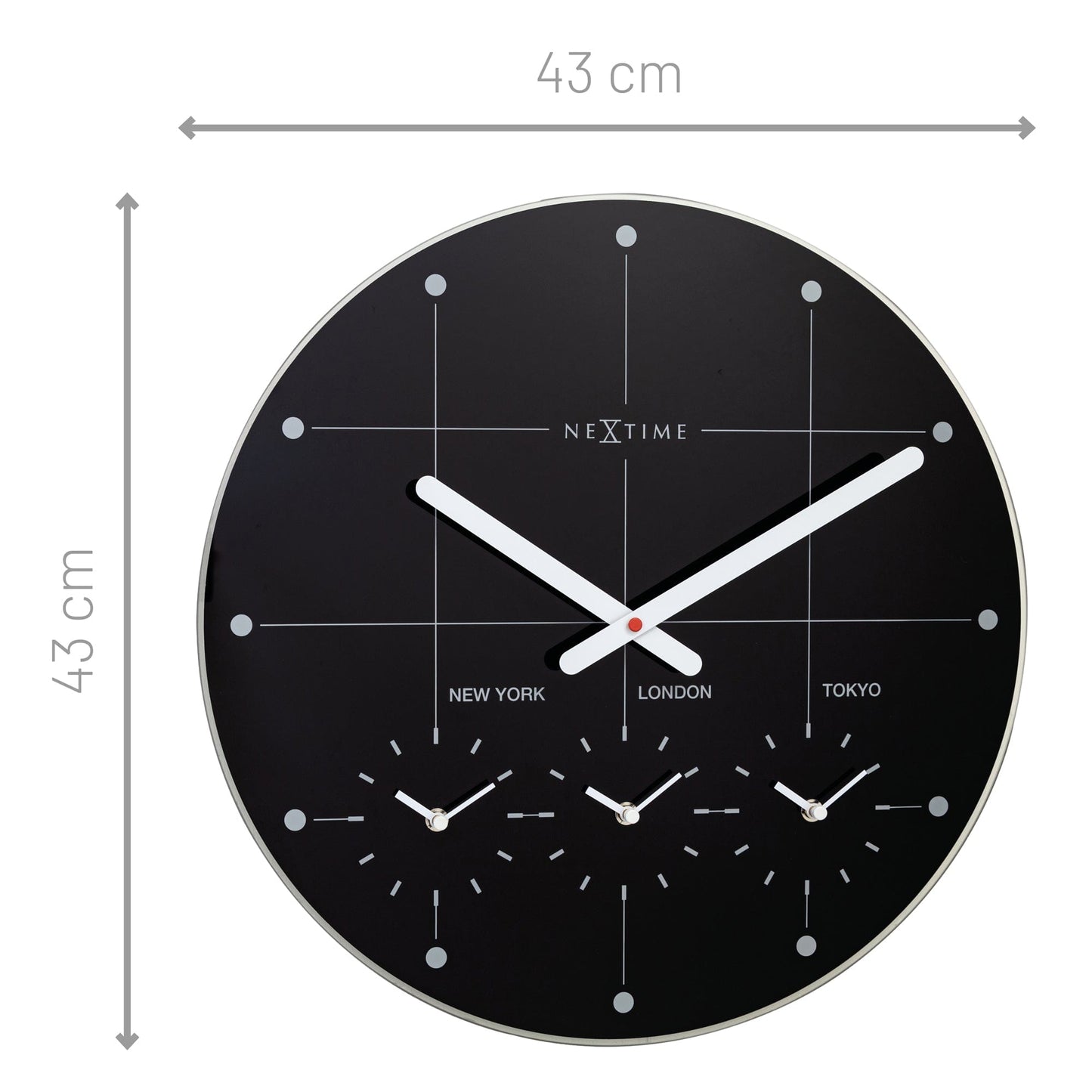 Wall Clock 43cm - Silent - Glass - "Big City"