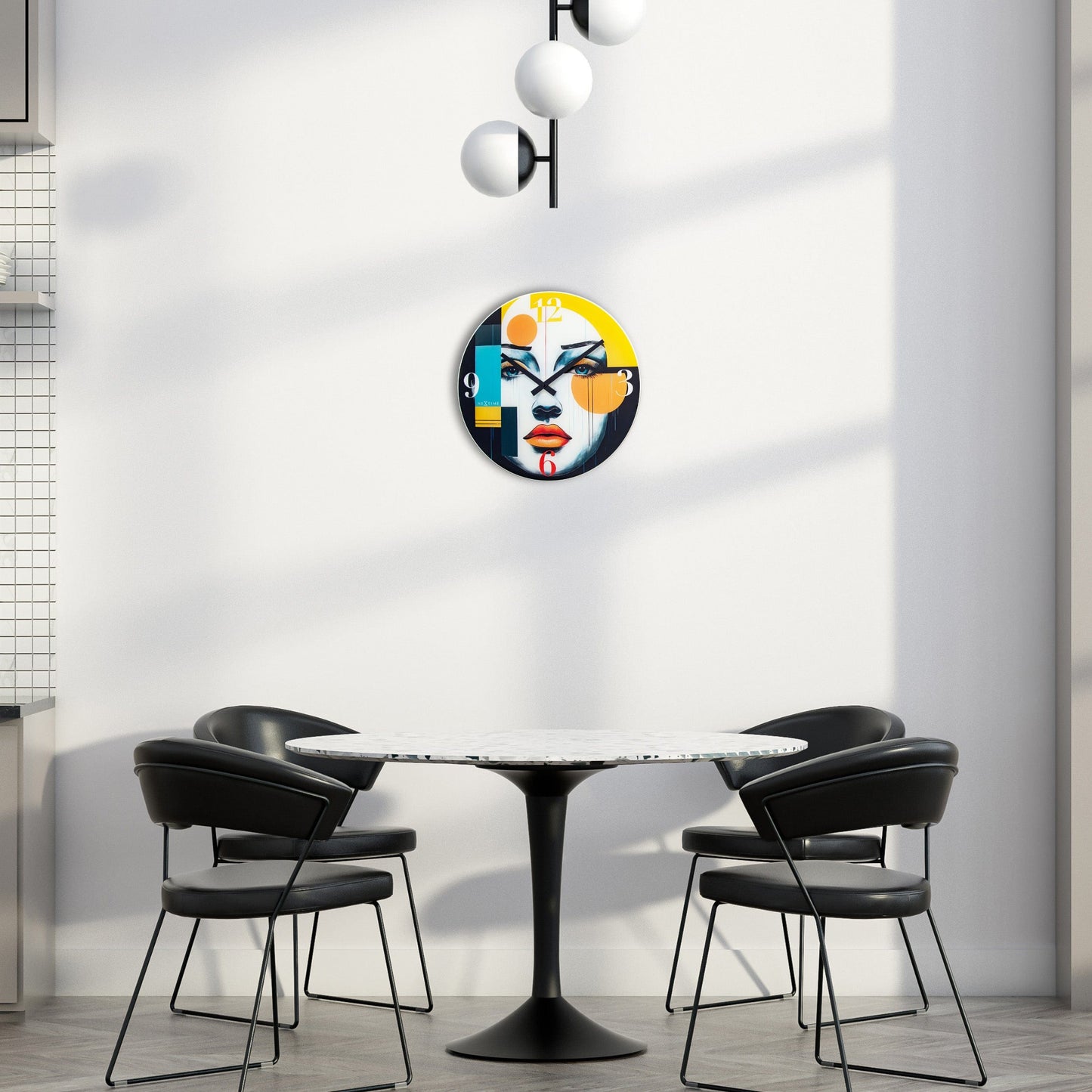 Wall clock 43cm-Silent-Multicolour-Glass-NeXtime 'Vogue'