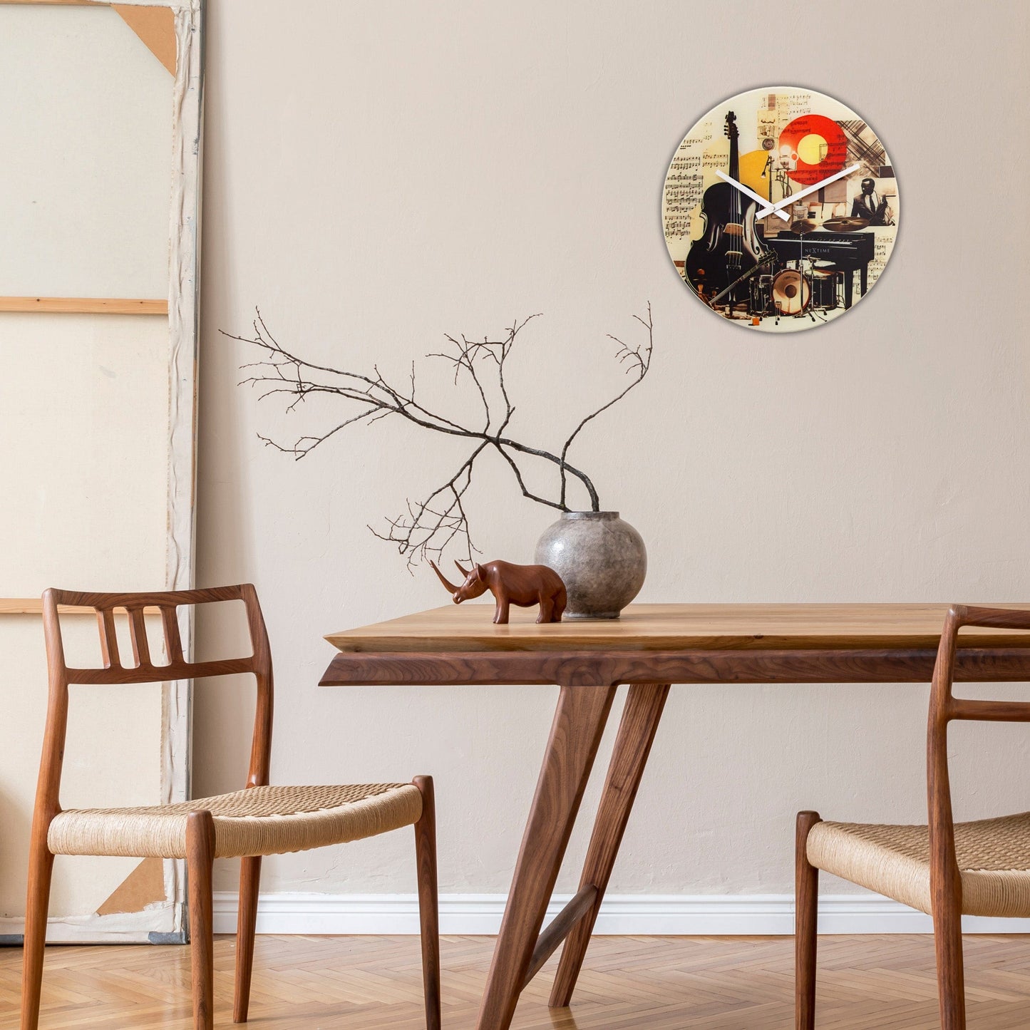 Wall clock 43cm-Silent-Multicolour-Glass-NeXtime 'Blues'