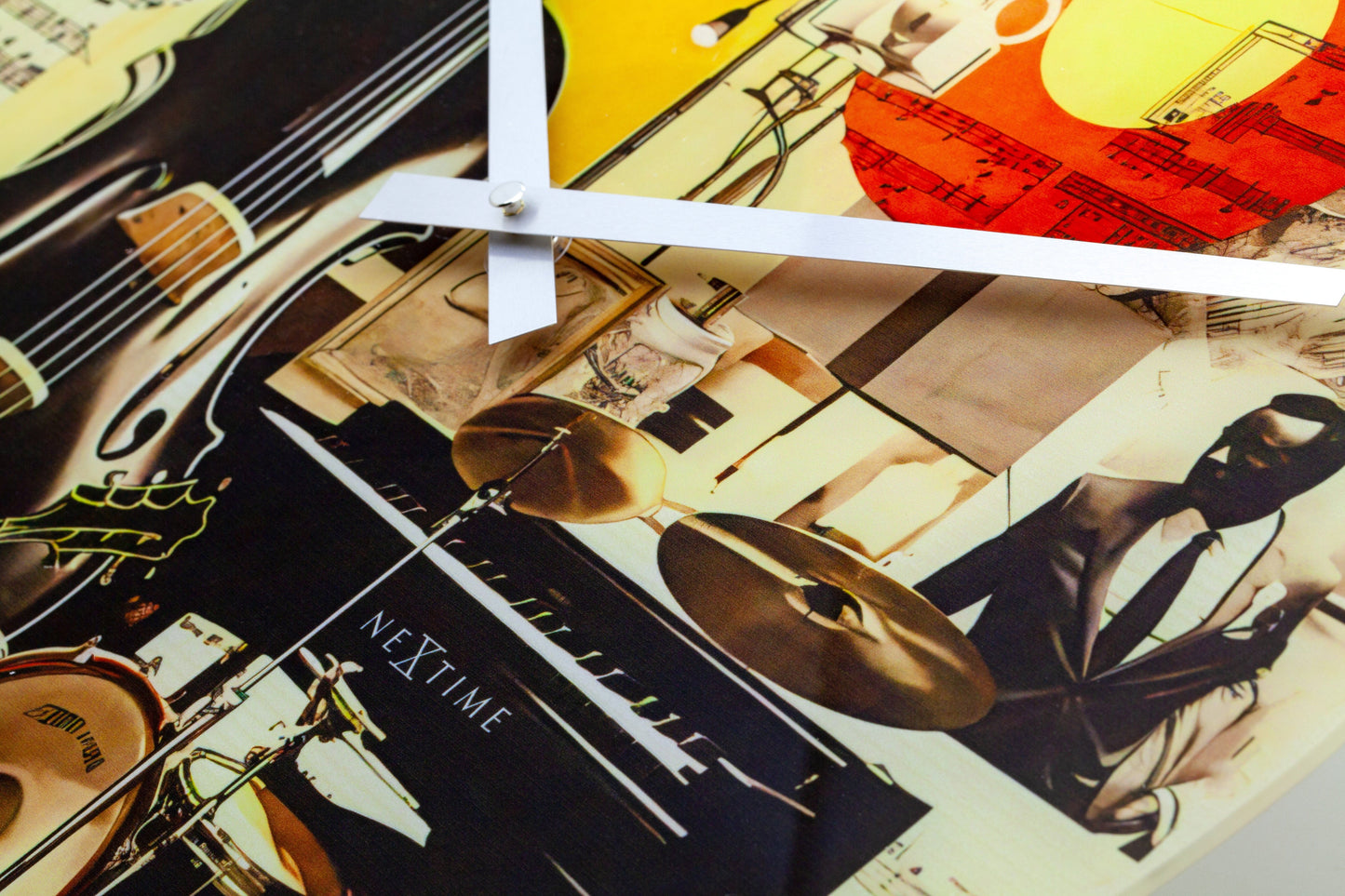 Wall clock 43cm-Silent-Multicolour-Glass-NeXtime 'Blues'