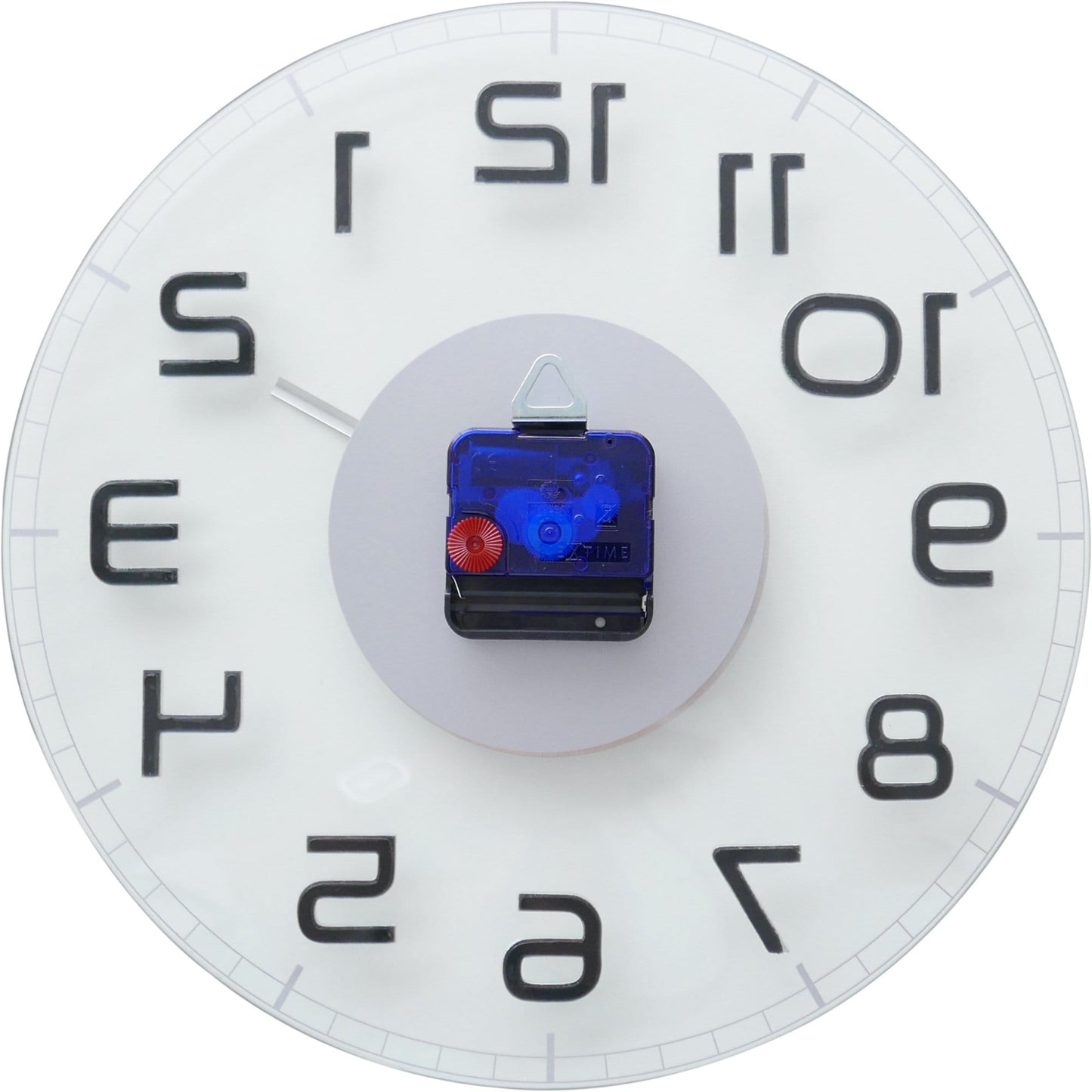 Back view of NeXtime Clocks Classy Round wall clock, glass face, 30x3.5 cm, showcasing the sleek design and clock mechanism.