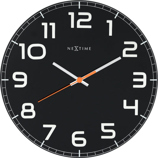 NeXtime Clocks glass wall clock, 30 x 3.5 cm, round design with a sleek, modern appearance and clear clock face.