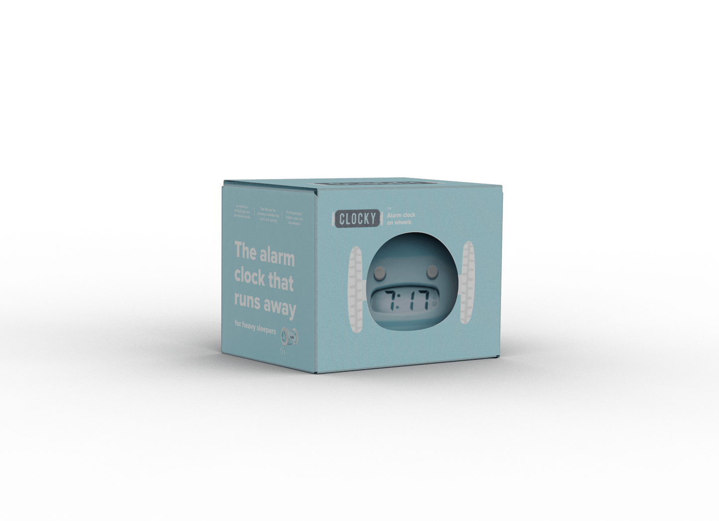 Clocky Blue - Alarm clock on wheels