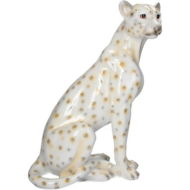 Decorative Leopard Statue - White - 46 cm