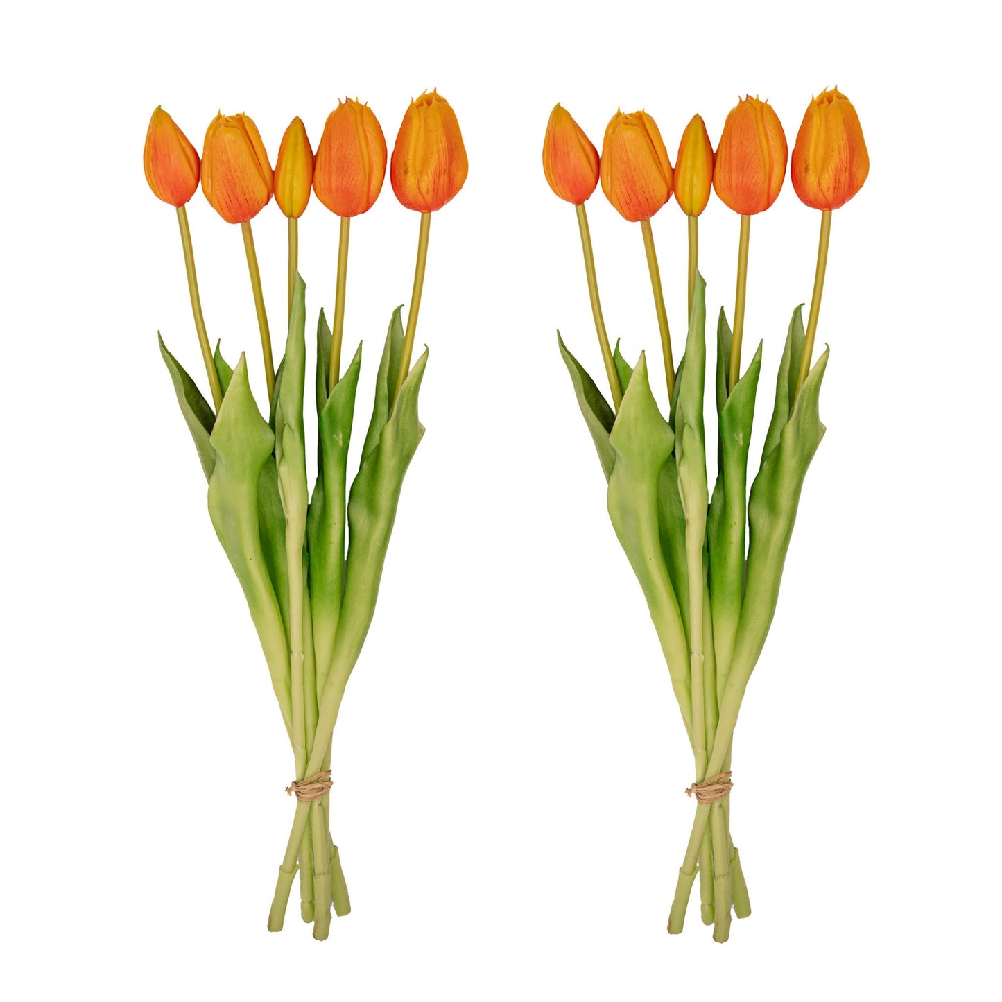Vase Jessie Bow + 10x Real Touch Tulips Orange
