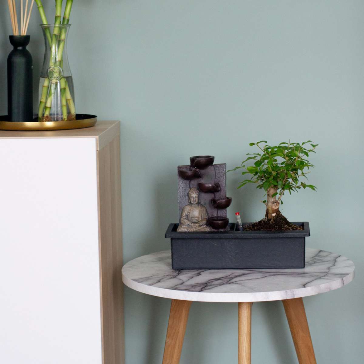 Bonsaiboompje met watersysteem - 2 stuks - Boeddha