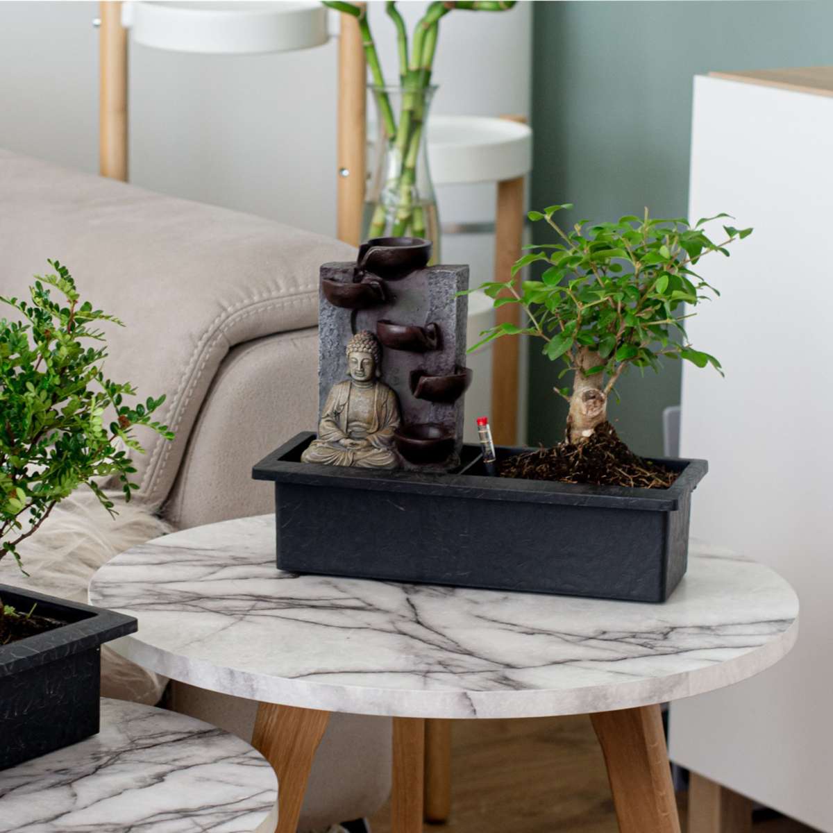 Bonsaiboompje met watersysteem - 2 stuks - Boeddha