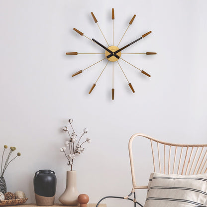 Large 58cm NeXtime wall clock with silent movement, wood and stainless steel design, shown on a neutral wall.