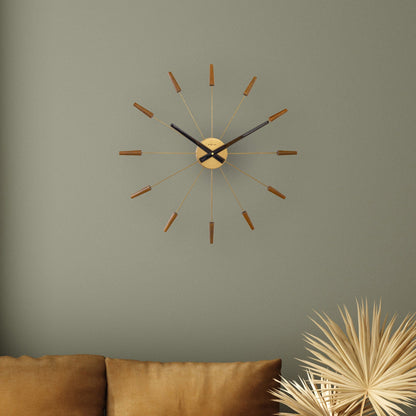 Large 58cm NeXtime wall clock with silent mechanism, wood and stainless steel design, shown on a neutral background.