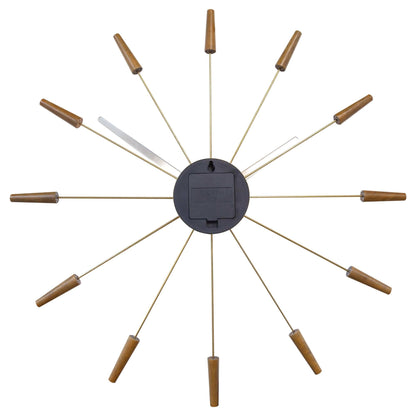 Large 58cm NeXtime wall clock with silent movement, wood and stainless steel design, showing back view with plug-in mechanism.