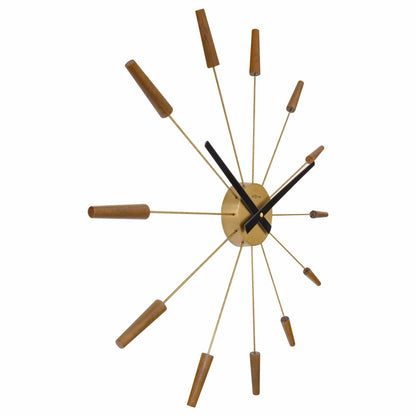 Large 58cm NeXtime wall clock with silent mechanism, wood and stainless steel design, shown from the left side.