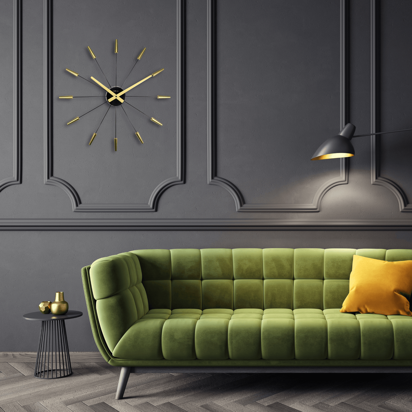 Silent Wall clock - Vintage - 58cm - Stainless Steel - 'Plug Inn'