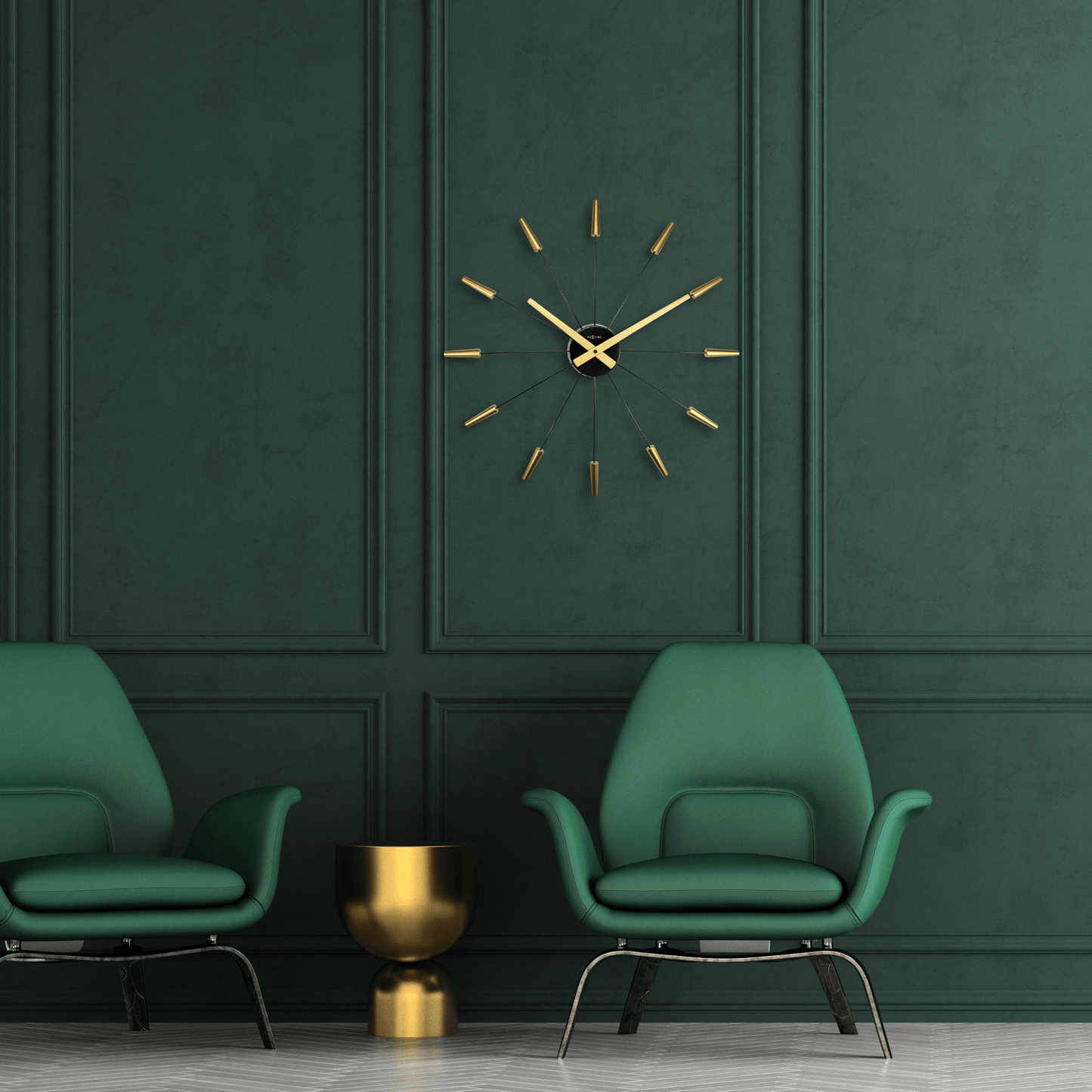 Silent Wall clock - Vintage - 58cm - Stainless Steel - 'Plug Inn'