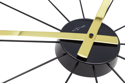 Vintage NeXtime Silent Wall Clock with stainless steel finish, 58cm diameter, featuring a modern Plug Inn design.