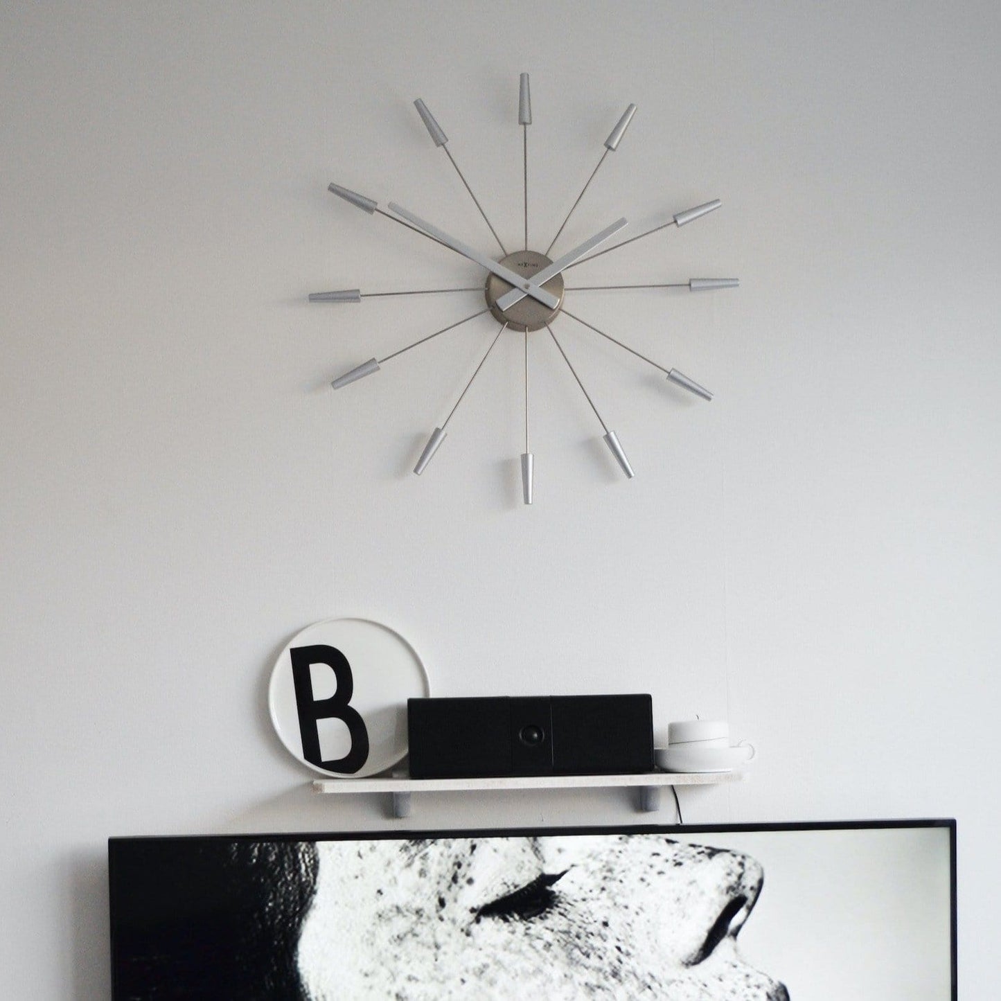 Silent Wall clock - Vintage - 58cm - Stainless Steel - 'Plug Inn'